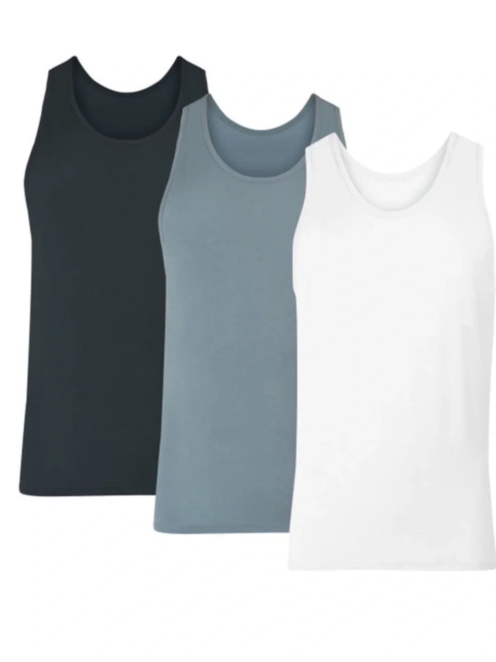 Hanes Originals Supersoft Tanks - Black, White, Gray- Men's 3 Pack
